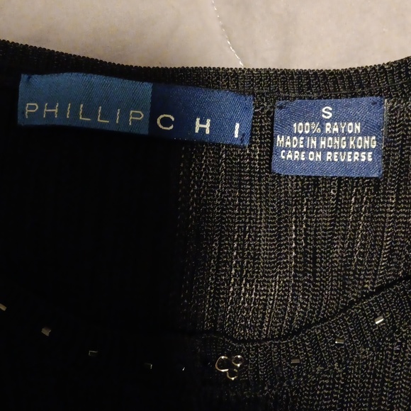 Phillip Chi black, hook front closure blouse - Picture 7 of 7